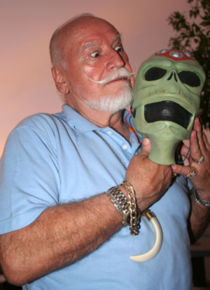 Ted V. Mikels with Astro-Zombie mask